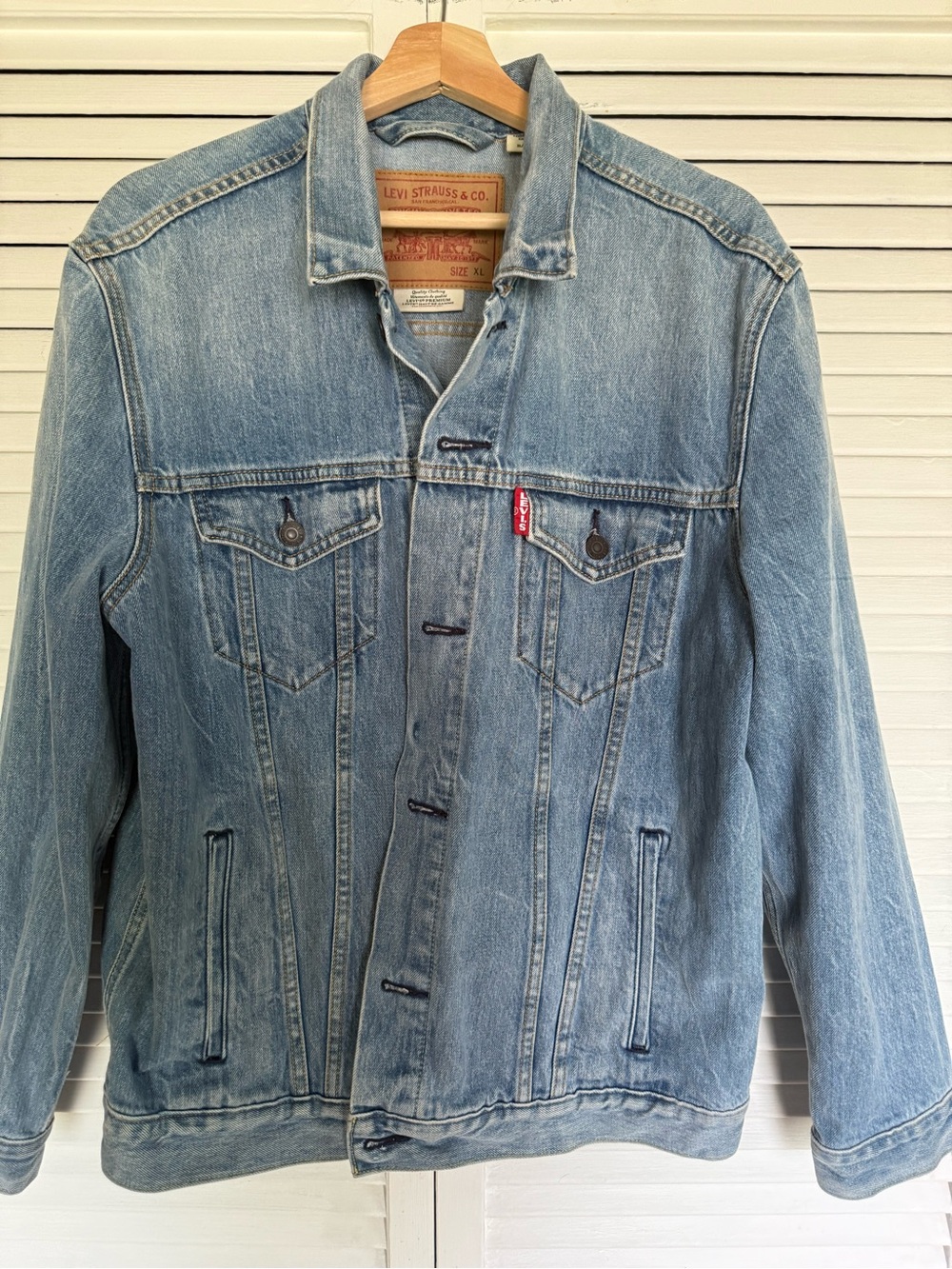 Levi's Light Wash Blue Denim Jacket with custom painted back